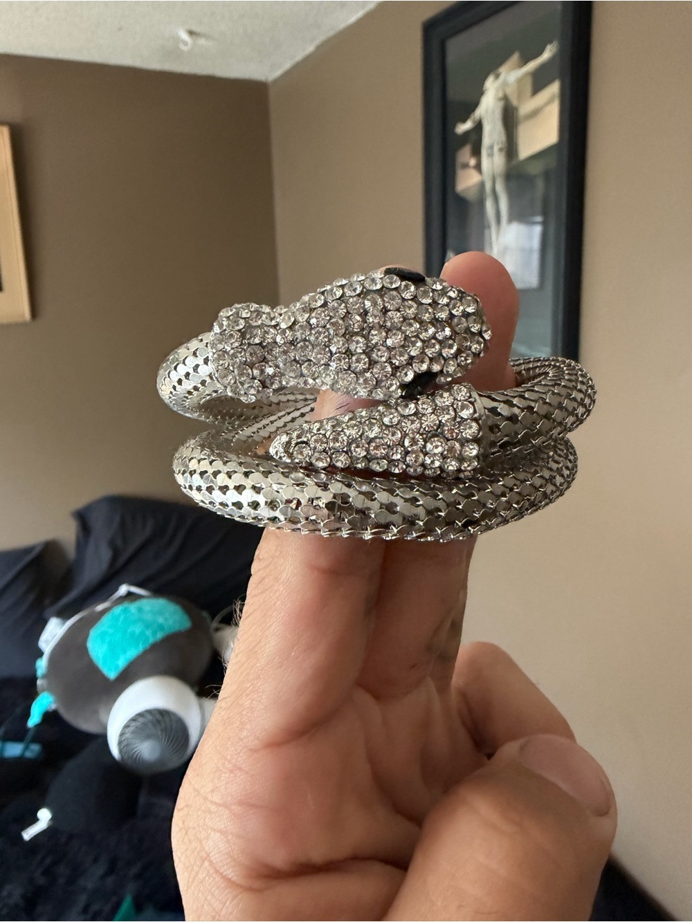 Vintage Rhinestone Silver Snake Wrap Bracelet - Women Accessories